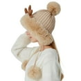 thumbnail image 4 of Generic Women'S Fluffy Winter Earflap Beanie 2024 Christmas Deer Horn Knitted Hat Women Winter Outdoor Skiing Cold Proof Plush Ear Protection Woolen Hat Gender-Neutral Plaid Knit Beanie, 4 of 4