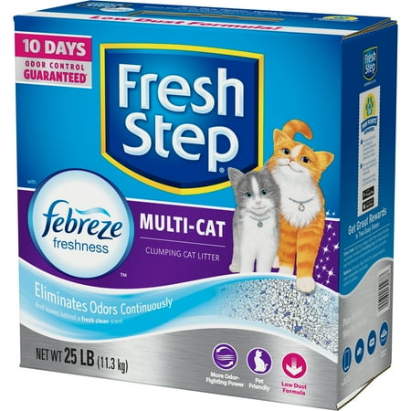 Fresh Step Multi-Cat Scented Litter with the Power of Febreze, Clumping Cat Litter, 25-lb