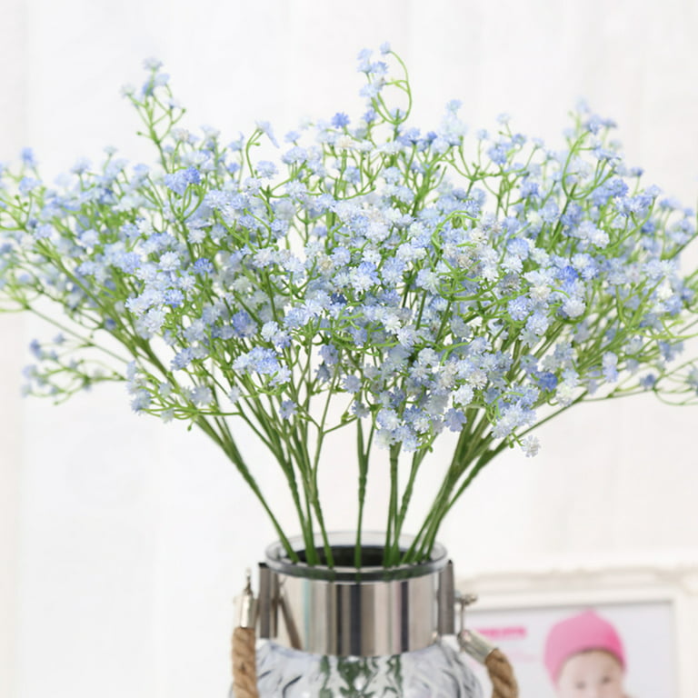 HUIANER Artificial Baby Breath Flowers 4pcs Blue Fake Gypsophila Bouquets  Silk Artificial Flowers Bulk for Wedding Home Centerpiece Party Decoration