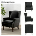 thumbnail image 3 of DREAMSIDEA Faux Leather Wingback Accent Chairs Set of 2 with Nailhead Trim & Retro Wood Legs,High Back Wing Chair for Living Room-Black, 3 of 5