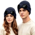thumbnail image 3 of Beanie with Goggle Knitted Ski Hat Boggle Fall Outfits for Man & Women, 3 of 6