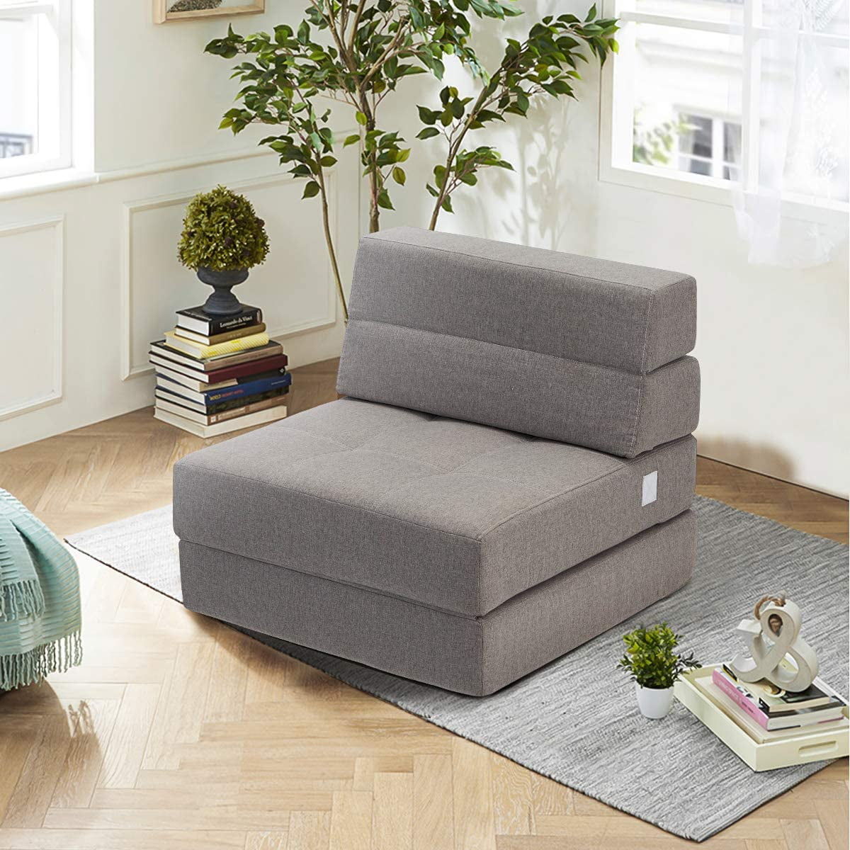 Erommy Fold Down Fabric Sofa Bed, Sleeper Sofa 2 in 1 Tri-Fold Grey - Walmart.com