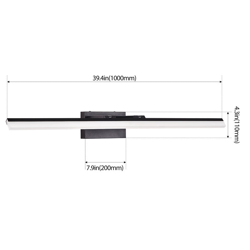 39" Modern LED Bathroom Vanity Light, Black Bathroom Light Fixtures Over Mirror, 5CCT Vanity Lights for Bathroom, Wall Mounted LED Light for Sink, Mirror Cabinet, or Dressing Room