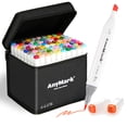 thumbnail image 1 of Juego de rotuladores de alcohol AnyMark, 81 colores, brocha y cincel de doble punta, 1 of 6