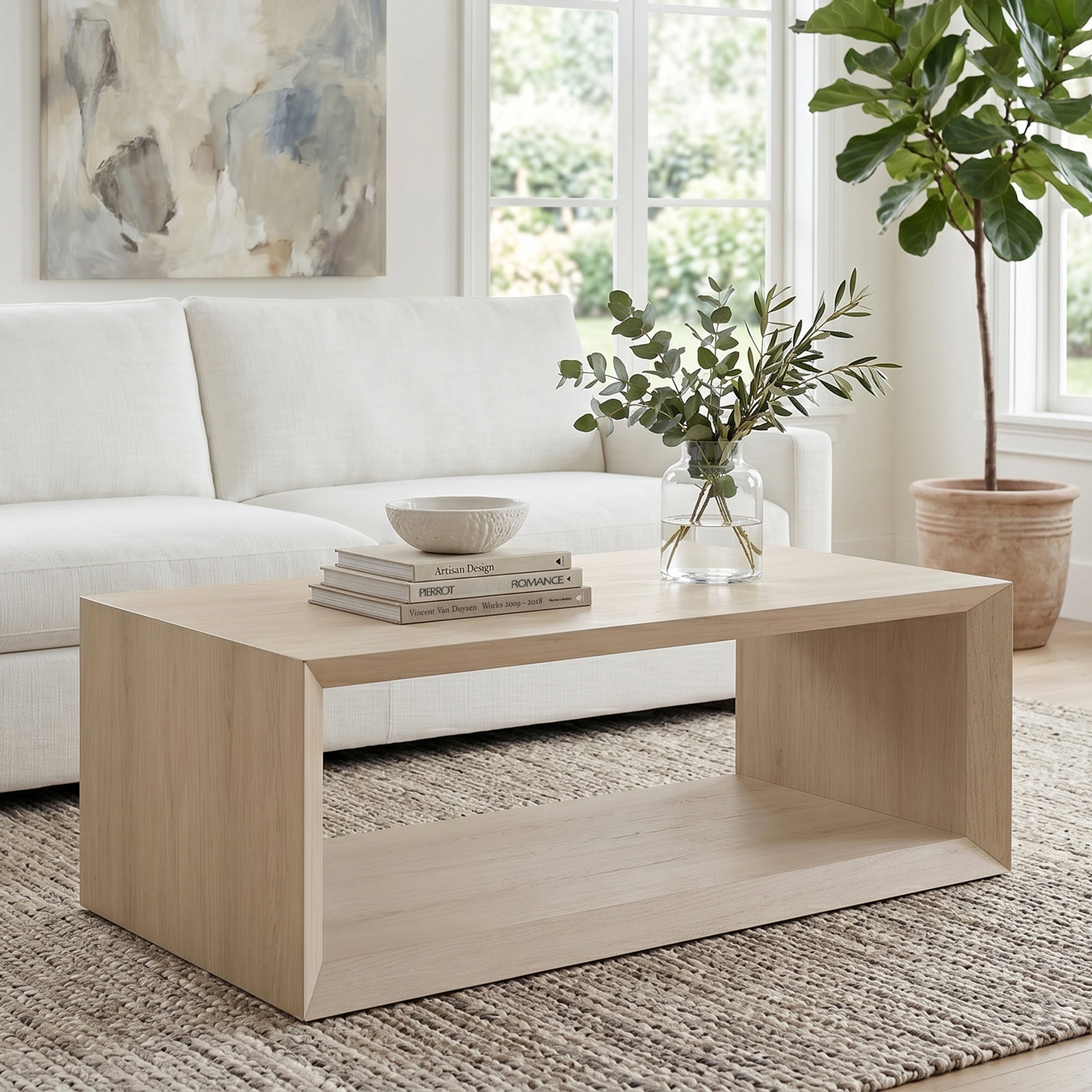 Evelyn&Zoe Osmond 48" Wide Rectangular Coffee Table, Alder White