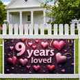 thumbnail image 5 of LUUFILx 9 Years Loved Anniversary Banner Heart Decor Backdrop Party Supplies Event Decoration Celebration Photo Props Background, 5 of 7