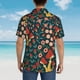 thumbnail image 4 of Balery Berries and Flowers Camisas hawaianas de manga corta para hombre, camisas playeras de corte holgado, camisas de vacaciones con botones,Medium, 4 of 7