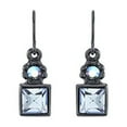 thumbnail image 4 of 1928 Jewelry Round AB Crystal & Sapphire Blue Square Drop Earrings, 4 of 5
