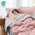 thumbnail image 4 of MUXHOMO 7 Pieces King Size Comforter Set, Reversible Bed in a Bag King, All Season King Bedding Set with Comforter, Flat Sheet, Fitted Sheet, Pillowcases & Shams, Pink & Light Grey, 4 of 18