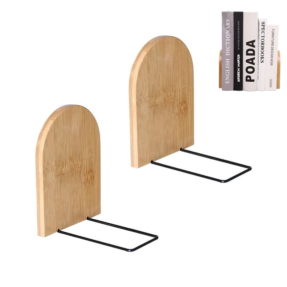 Wooden Book Ends Wood Decorative Bookends Office Stand Bookshelf Sturdy Holders for Shelves