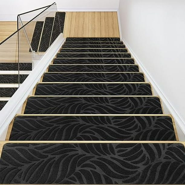 Alfombra de escalera autoadhesiva alfombra en relieve cepillada de 76x20cm alfombra suave para escalones de escalera