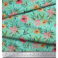 thumbnail image 2 of Soimoi Silk Fabric Leaves & Peach Flower Floral Print Fabric by The Yard 42 Inch Wide, 2 of 3