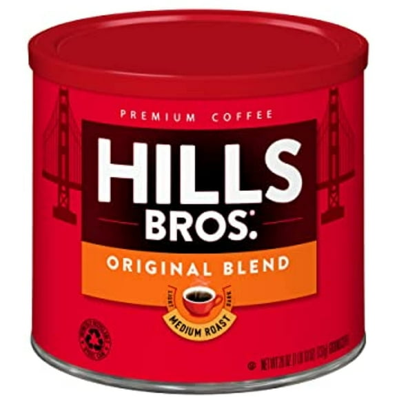Hills Bros Original Blend Ground Coffee, Medium Roast, Full-Bodied Classic Rich Coffee Taste, Balanced For Optimum Caffeine, 26 Oz