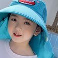 thumbnail image 2 of Sombrero de verano para niños, sombrero encantador con protección solar de ala grande, sombrero de pescador para bebé, niño, niña, azul lago, tamaño libre, 2 of 5