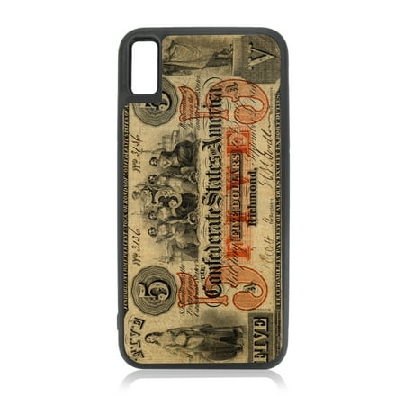 Dollar Iphone Accessories Confederate 5 Dollar Bill XR Vintage Case Black Rubber Case for iPhone XR - iPhone XR Phone Case - iPhone XR Accessories ()