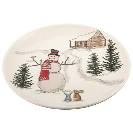 Melamine Christmas Plates For Kids Melange 608410091368 6 -Piece 100% Melamine Salad Plates Christmas Collection-Snowman Shatter-Proof and Chip-Resistant, 10.5