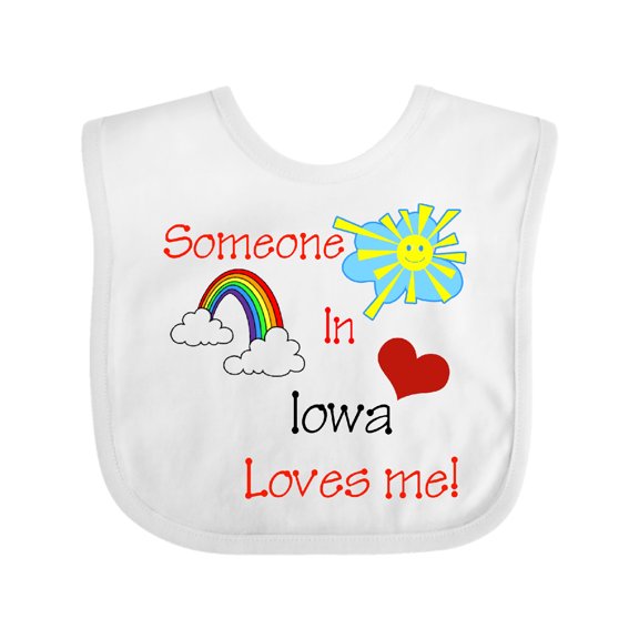 Inktastic Someone in Iowa Loves Me Boys or Girls Baby Bib