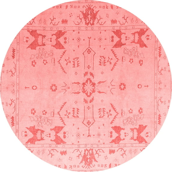 Ahgly Company Indoor Round Oriental Red Traditional Area Rugs, 4' Round