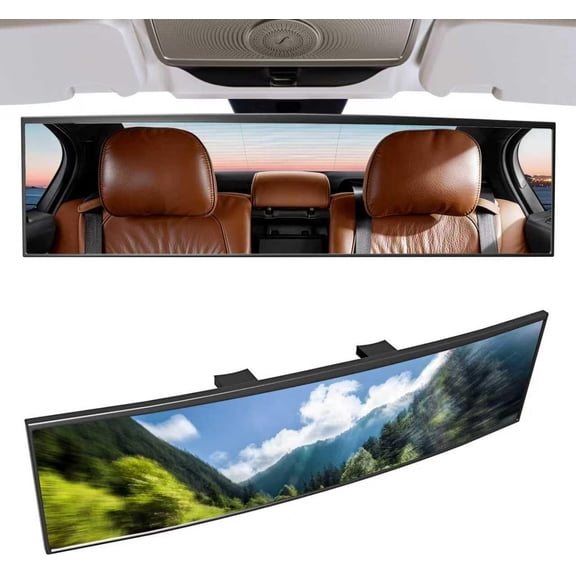 Broadway Car Rear View Mirror HD Anti Glare Universal 12 Inch large Field of View Panoramic Rearview Mirror with Wide Angle Blue Tint for Car SUV and Truck12 Inch White