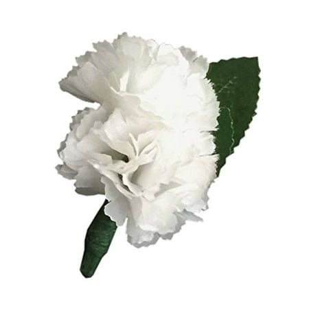 Carnation Boutonniere - Boutonniere: Double white carnation long lasting artificial silk flower