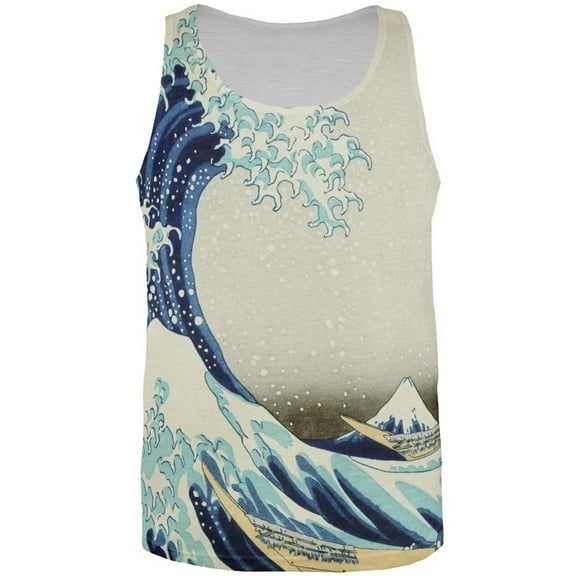 Great Wave Tsunami Japanese Painting All Over Mens Tank Top Multi 3X-LG