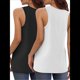 thumbnail image 3 of Paquete de 2 Camisetas Sin Mangas para Mujer, Blusas Informales Holgadas con Cuello en V para Vacaciones en la Playa. y Negro XL, 3 of 6