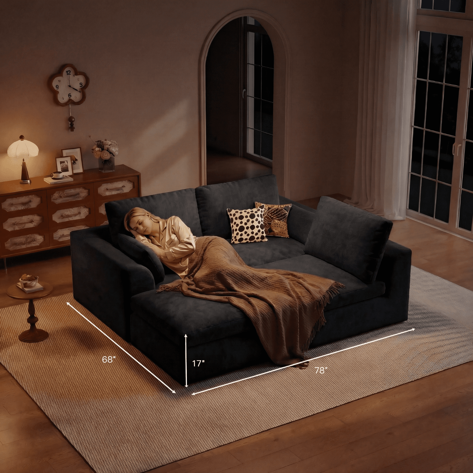 Cubente 108" Cloud Sectional Couch, Boneless Couch, L Shaped Couch with Ottoman, Chenille Modular Sofa for Living Room