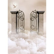 ABPHOTO Polyester 5x7ft Photography Backdrop Fairytale Gate in the Heaven with White Bird Backdrops for Photo Shoots Lovers Party Game Adult Kids Baby Personal Portrait Photo Background Studio Props
