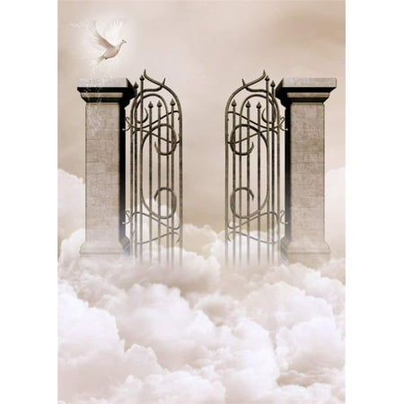 ABPHOTO Polyester 5x7ft Photography Backdrop Fairytale Gate in the Heaven with White Bird Backdrops for Photo Shoots Lovers Party Game Adult Kids Baby Personal Portrait Photo Background Studio Props