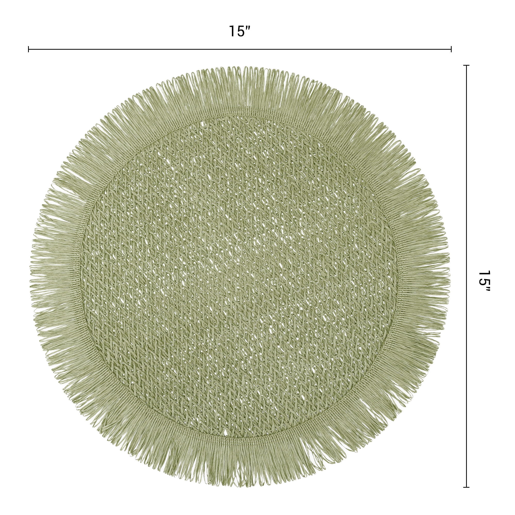 Unique Bargains Set of 6 Rustic Woven Placemats for Dining Table Decor Green