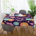 thumbnail image 5 of Coolnut Halloween Colorful Pumpkins Rectangle Tablecloth 54x54In,Dinner Table Cover for Outdoor & Indoor Patio, Picnic, BBQ, Holiday Party Halloween Decoration, 5 of 7