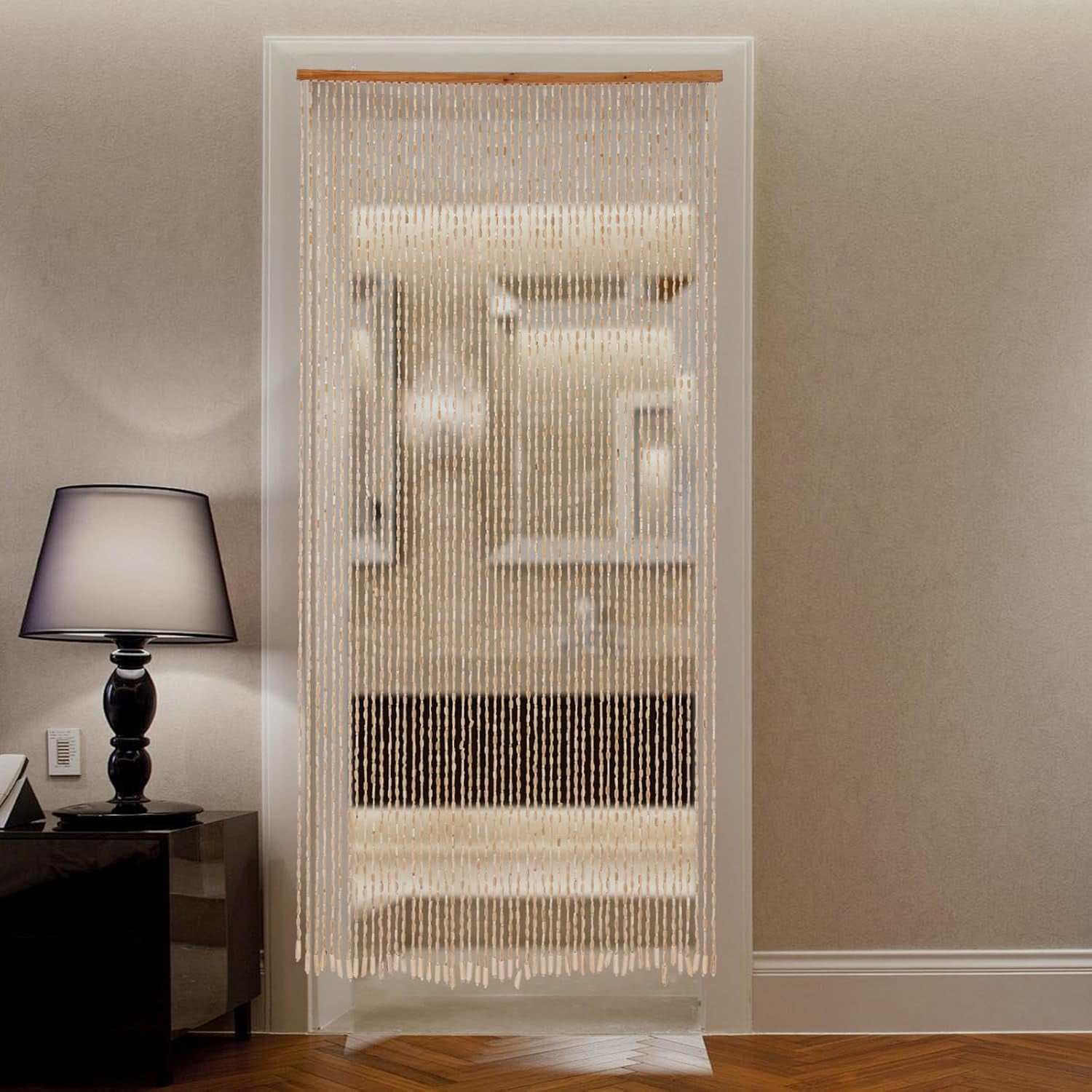 52 String Bamboo Wood Beaded Curtain Bamboo Wooden Doorway Curtain 78.7 * 35.4in Door Curtain for Doorway Closets Bamboo Door Beads Hanging Decoration