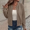 thumbnail image 2 of Kezqiaxn Bomber Jacket Women Fashion Clothing Solid Long Sleeve Casual Lightweight Jackets Fall Zip Up Coats for Women, 2 of 8