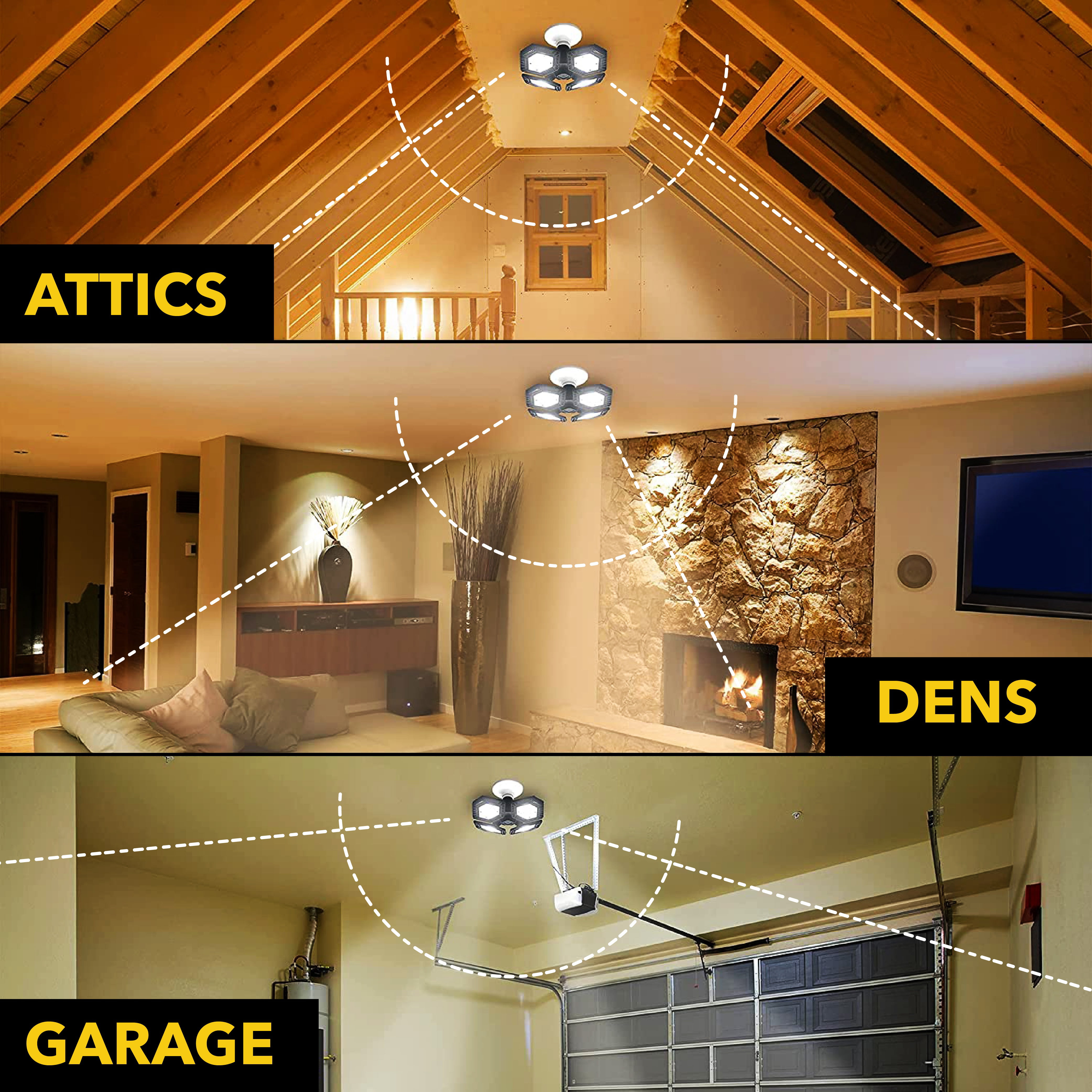 Bell Howell Quad Burst 8000 Lumens, LED Ceiling Light Work Light, Garage  Light, Indoor Outdoor Lighting As Seen On TV