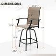 thumbnail image 7 of Sophia & William 2Pcs Outdoor Bar Stools Patio Metal Swivel Bar Stools Padded Height Textilene Chairs, 7 of 7