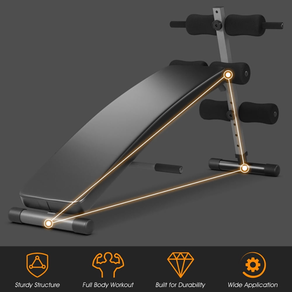 Resenkos Strength Training Sit Up Gym Bench, Hyper Back Extension Exercise Home Workouts,Adjustable Arc-Shaped Decline Weight Bench