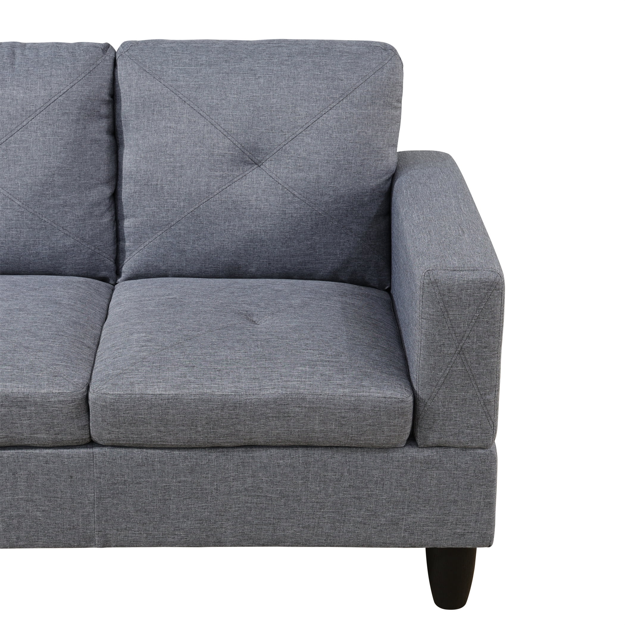 Aukfa 97" Classic Sectional Sofa 4 Seat L shape Couch for Living Room, 2Pillows, Oversized Left Chaise, Linen, Gray