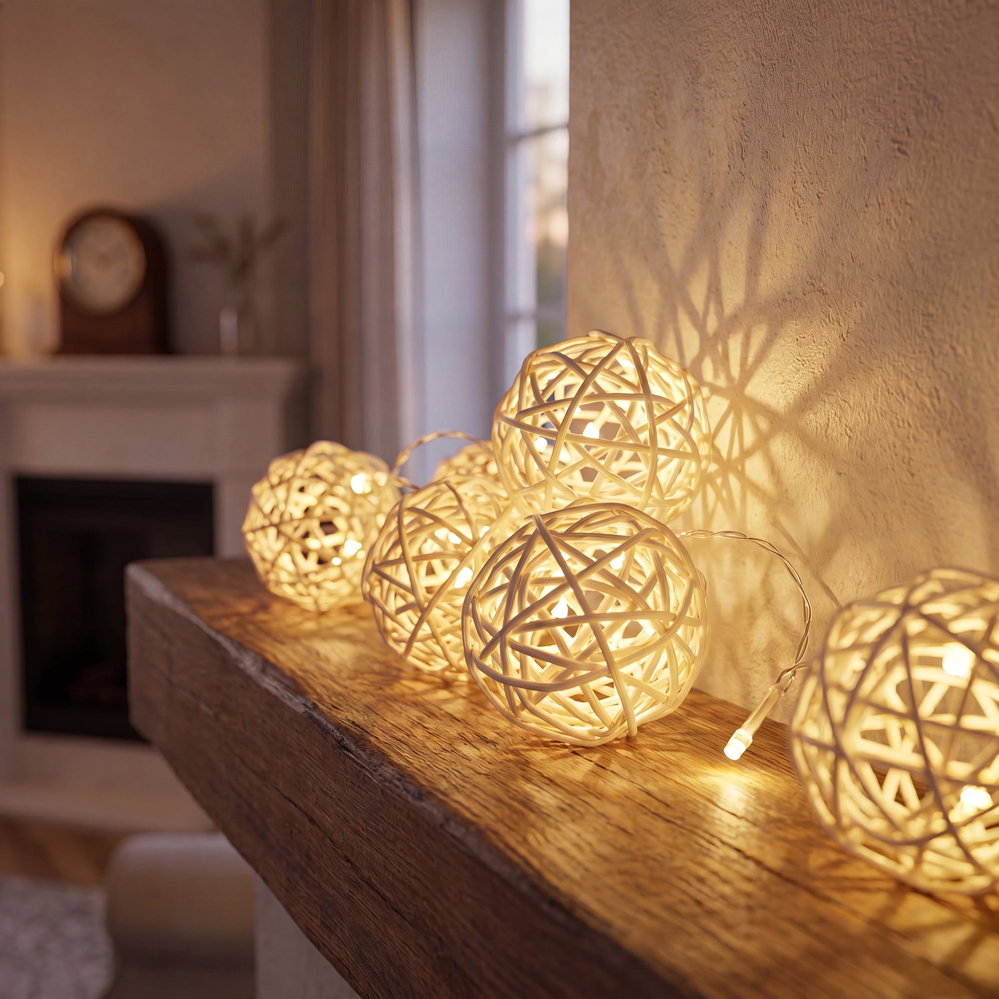 Unique Bargains 10Pcs Rattan Balls for Lights Wicker Spheres Orbs White 2"x2"x2"