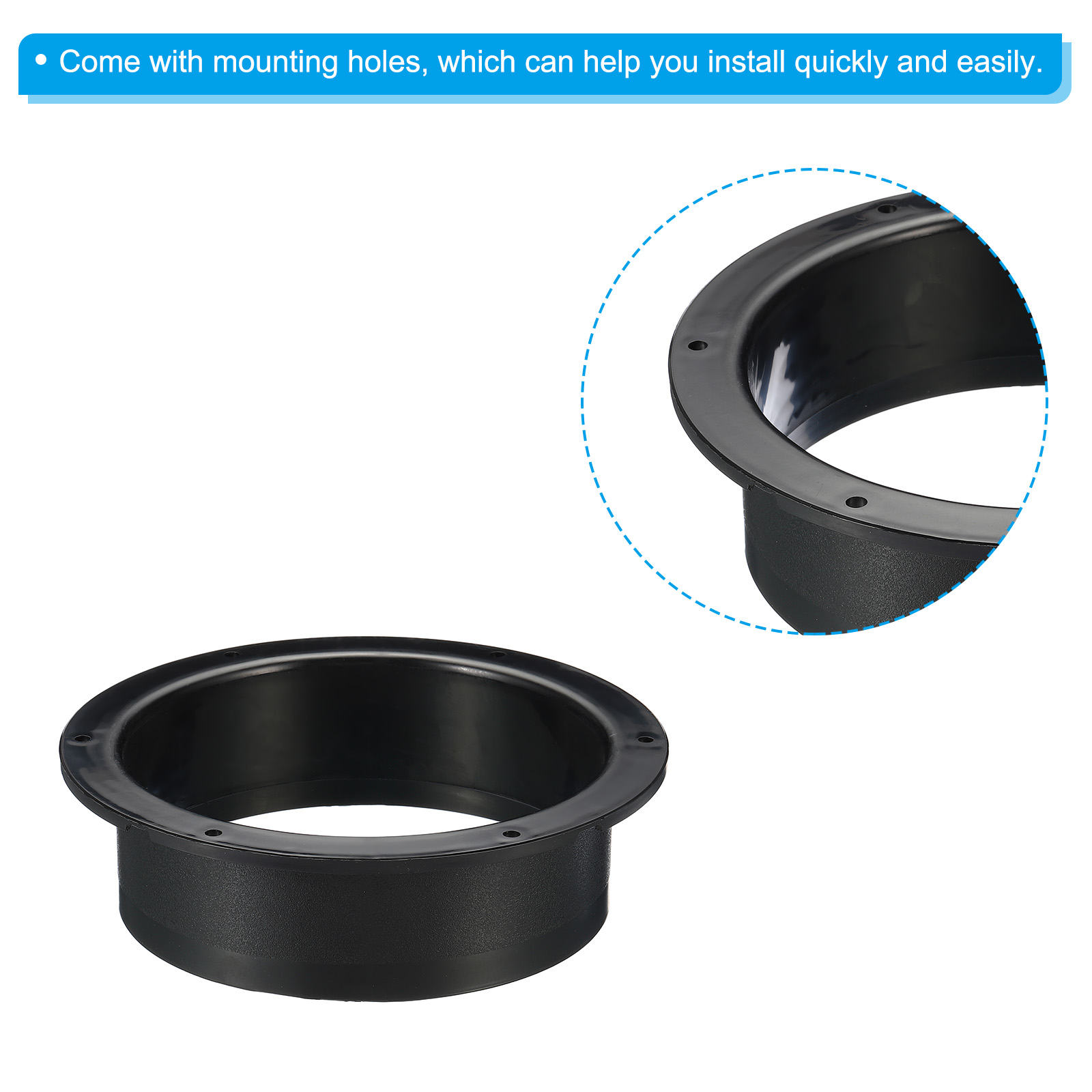 Uxcell 6" Duct Connector Flange ABS Ducting Airflow Tube Vent Connector Black