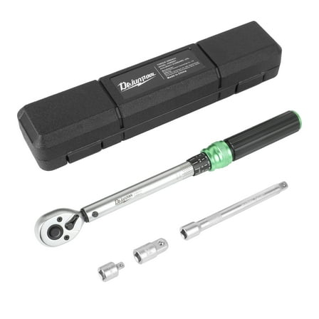 Torque Wrench, 3.69-44.28 Ft.lb/5-60 Nm 1/2-inch Drive Click Torque Wrench, Dual-Direction Torque Wrench Set, Mechanical Dual Range Scales Torque Wrench Kit with Adapters Extension Rod