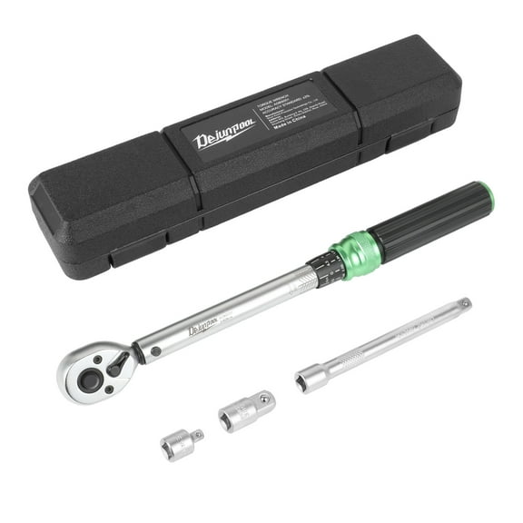 Torque Wrench, 3.69-44.28 Ft.lb/5-60 Nm 1/2-inch Drive Click Torque Wrench, Dual-Direction Torque Wrench Set, Mechanical Dual Range Scales Torque Wrench Kit with Adapters Extension Rod