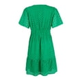 thumbnail image 5 of Casual Dress for Women V-neck A-line Hollow Lace Pleated Short Sleeved Dress, 5 of 6
