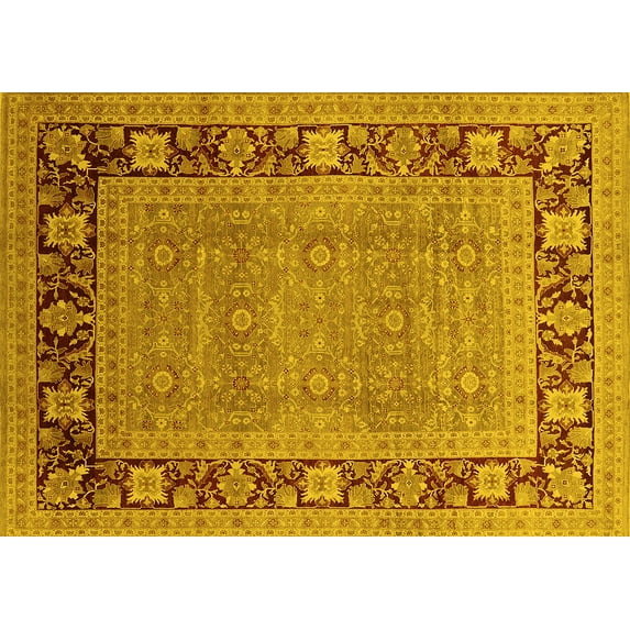 Ahgly Company Indoor Rectangle Oriental Yellow Industrial Area Rugs, 5' x 8'