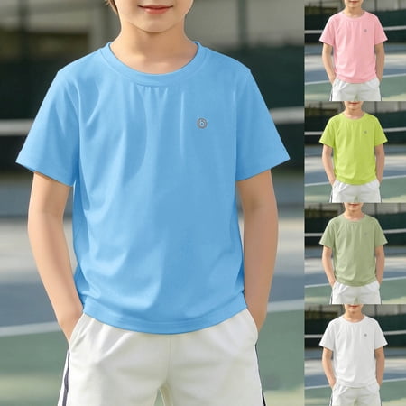 SHenli Boys UPF 50+ Rash Guard Swim Shirts Short Long Sleeve Quick Dry UV Protection Sun Shirt Light Green 7-8 Years