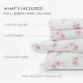 thumbnail image 3 of Pink Rose Bunch 4 Piece 100% Cotton Flannel Deep Pocket Sheet Set, Cal King, by Noble Linens, 3 of 8