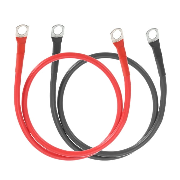 Uxcell 2 PCS 8 AWG Gauge Battery Cable Wire 2FT Length 5/16" Diameter Positive and Negative Copper Alternator Connector Extender with SC Terminals for Car RV Golf Cart Marine, Red Black