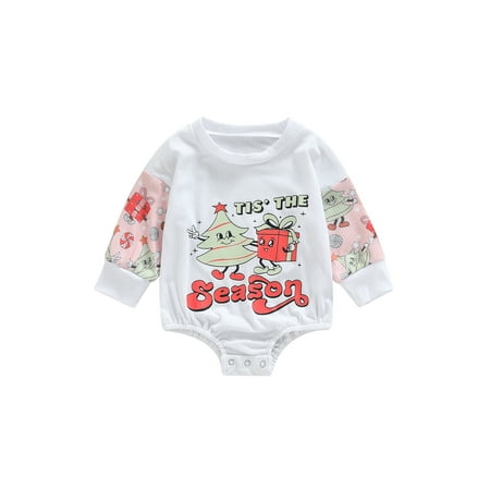 

Emmababy Adorable Baby Ribbed Romper featuring Christmas Tree Print