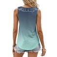 thumbnail image 4 of ZQGJB Womens Summer Tank Tops Casual Sleeveless Tie Dye Gradient Color Printed Tunic Top Loose Fit Ruffled Trim V Neck Shirts Navy M, 4 of 6