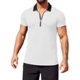 thumbnail image 5 of Avirosel Men's Solid Color Color Blocking Zipper Sports Shirt, Lightweight Breathable Fabric for Casual Outdoor Exercise, 5 of 9