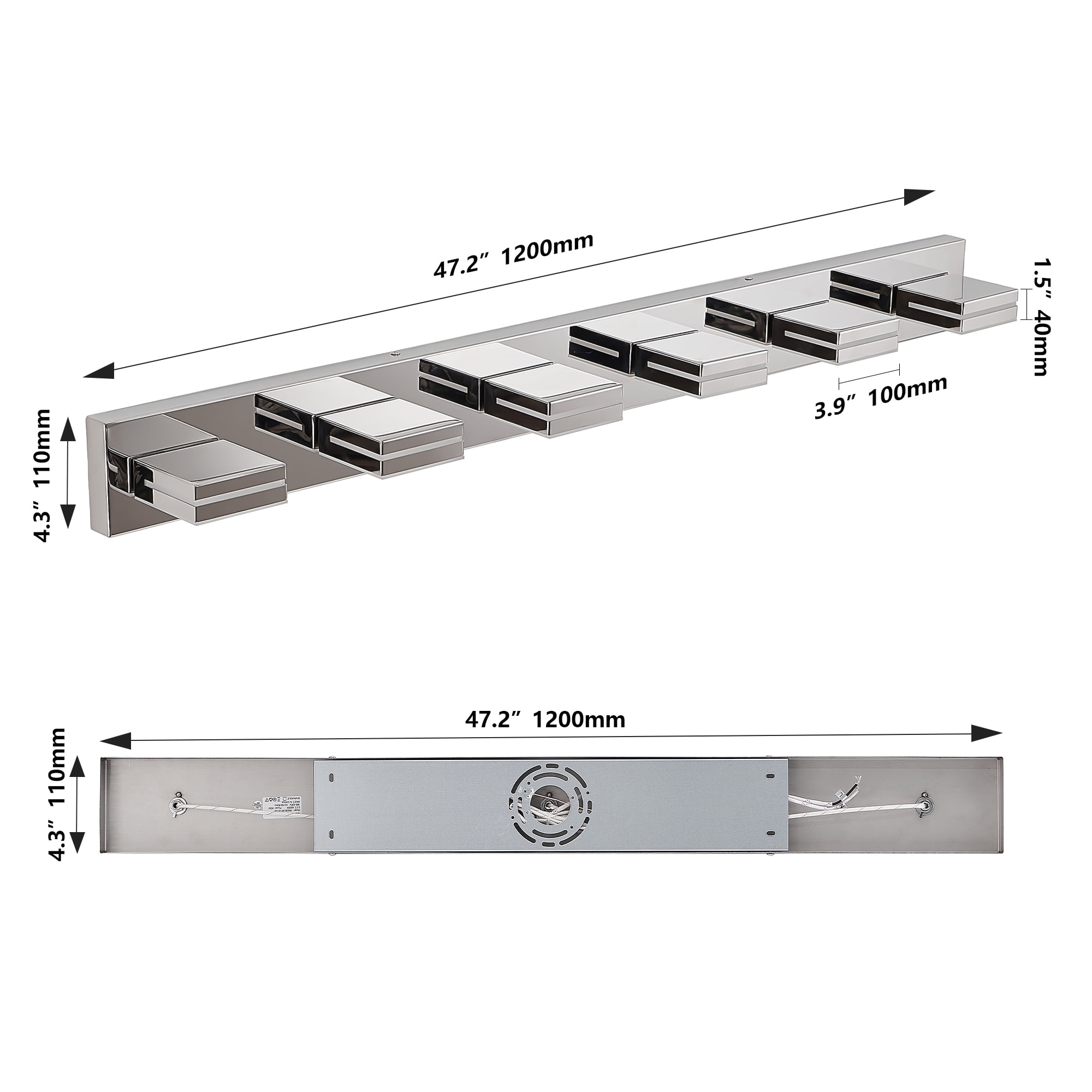 Miniyam 6-Lights LED Vanity Light for Bathroom over Mirror, Dimmable Light Fixture for Indoor, Chrome